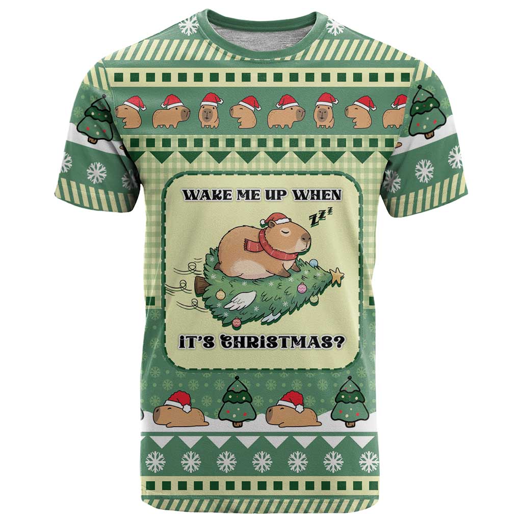 Capybara Christmas T Shirt Wake Me Up When It's Christmas - Wonder Print Shop
