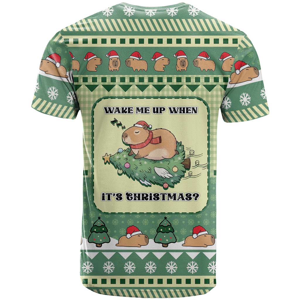 Capybara Christmas T Shirt Wake Me Up When It's Christmas - Wonder Print Shop