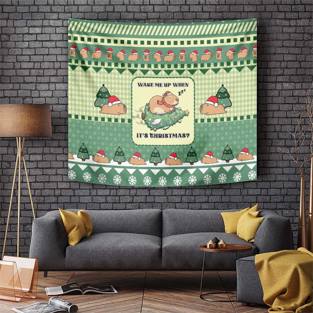 Capybara Christmas Tapestry Wake Me Up When It's Christmas - Wonder Print Shop
