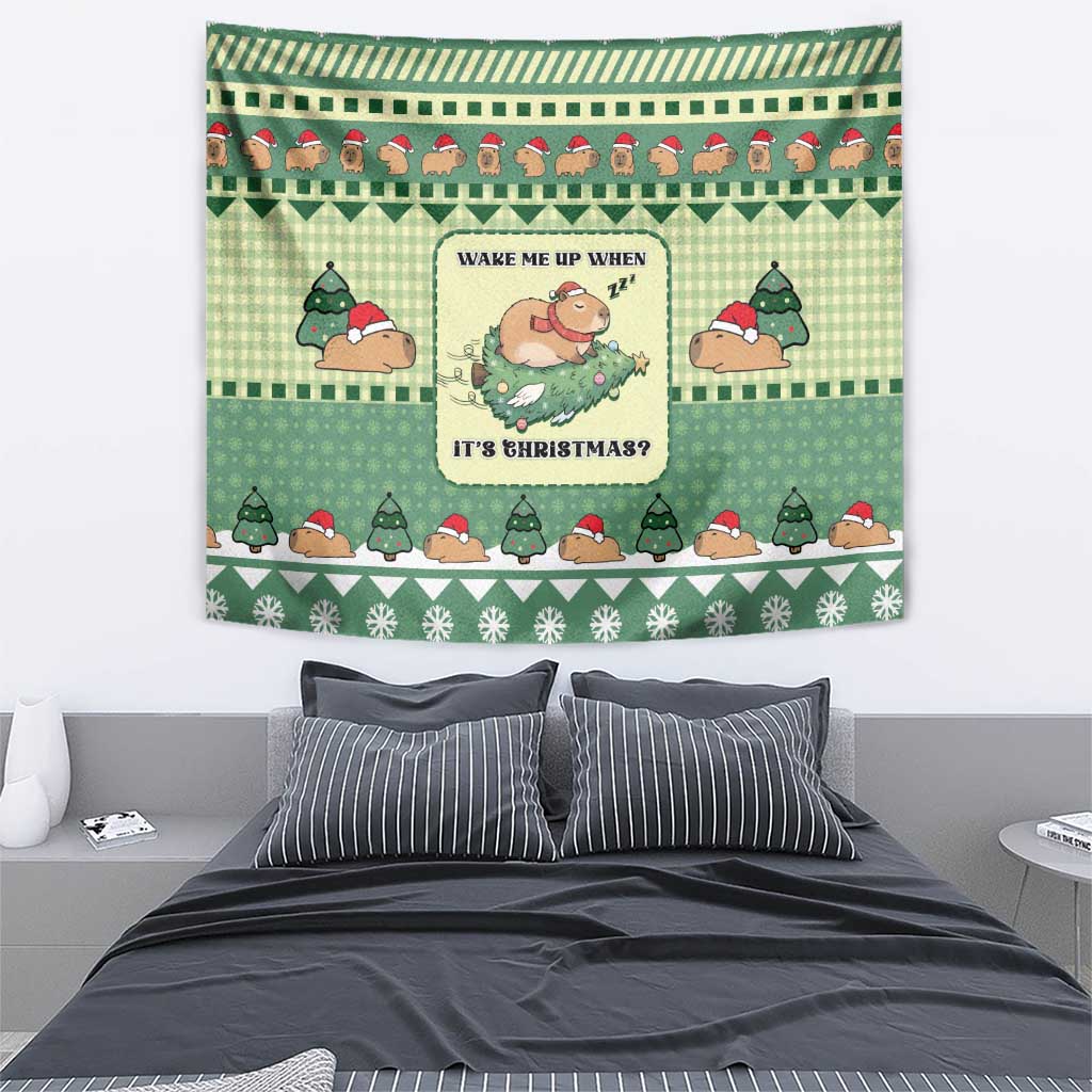 Capybara Christmas Tapestry Wake Me Up When It's Christmas - Wonder Print Shop