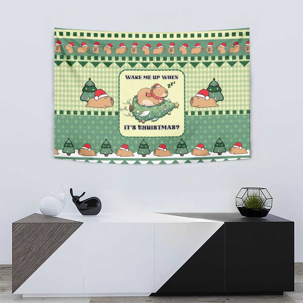 Capybara Christmas Tapestry Wake Me Up When It's Christmas - Wonder Print Shop