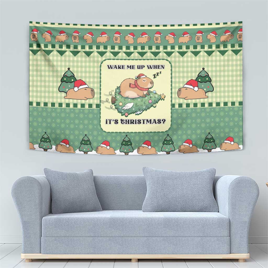 Capybara Christmas Tapestry Wake Me Up When It's Christmas - Wonder Print Shop