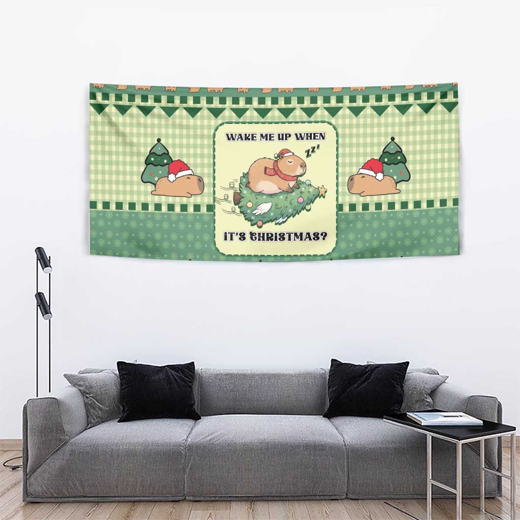 Capybara Christmas Tapestry Wake Me Up When It's Christmas - Wonder Print Shop