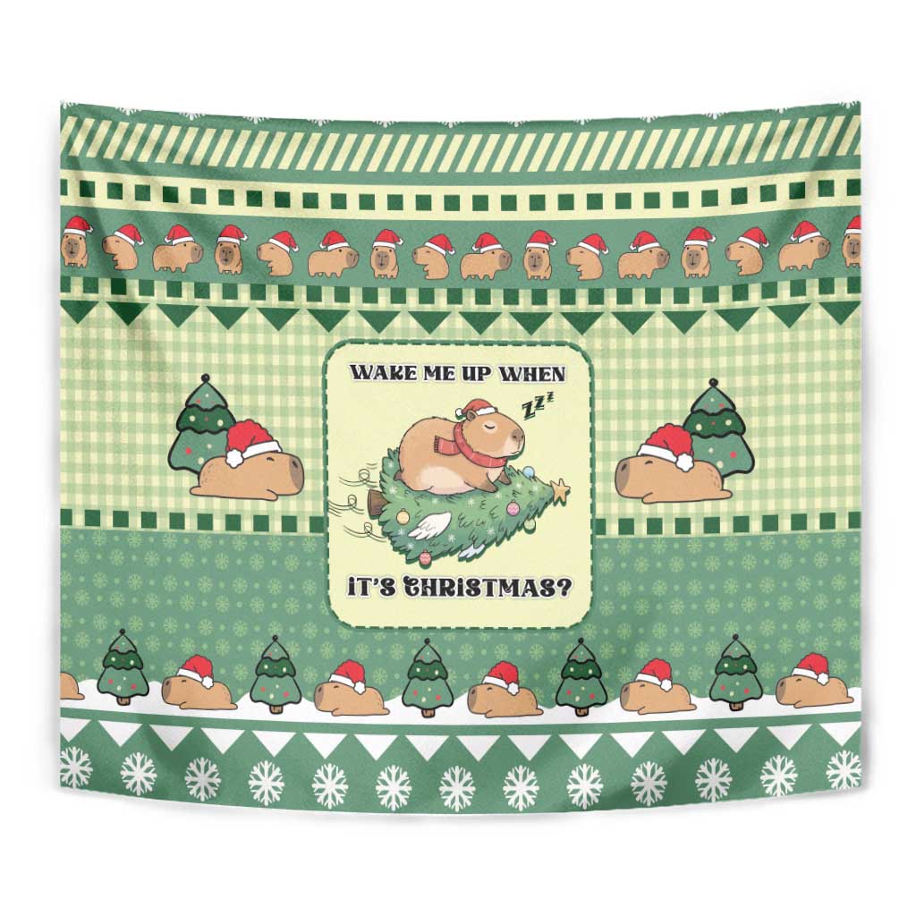 Capybara Christmas Tapestry Wake Me Up When It's Christmas - Wonder Print Shop