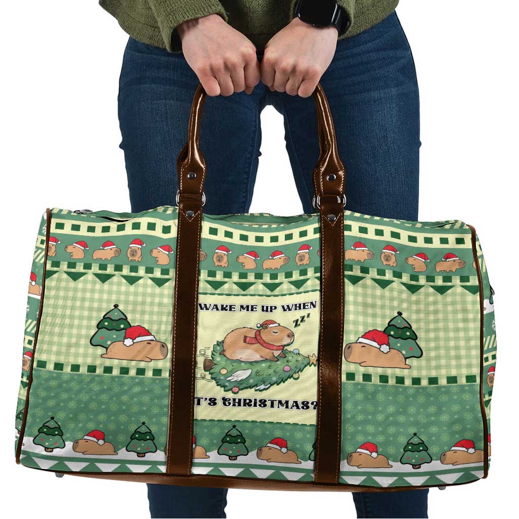 Capybara Christmas Travel Bag Wake Me Up When It's Christmas - Wonder Print Shop