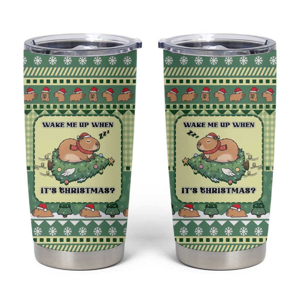 Capybara Christmas Tumbler Cup Wake Me Up When It's Christmas - Wonder Print Shop