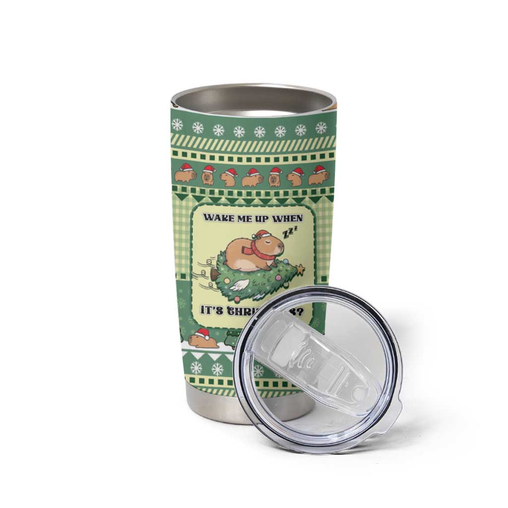 Capybara Christmas Tumbler Cup Wake Me Up When It's Christmas - Wonder Print Shop