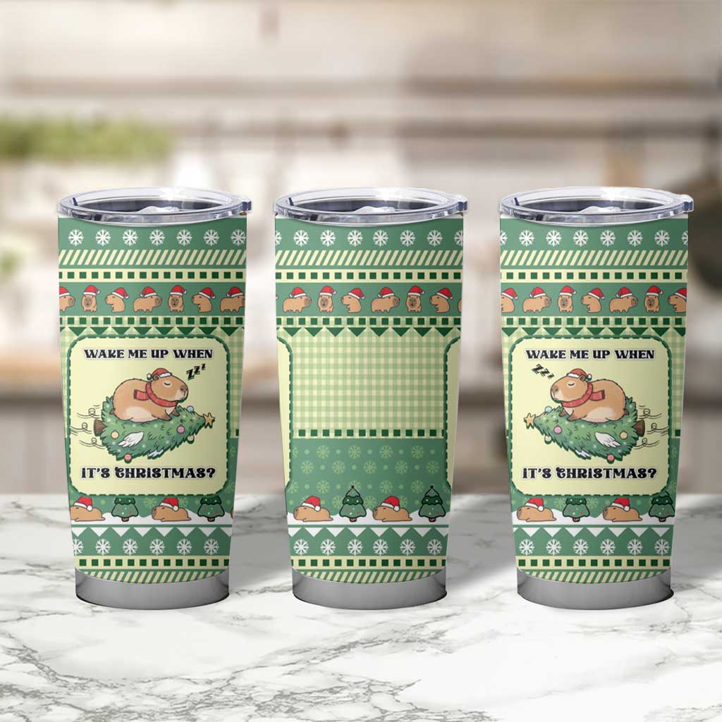 Capybara Christmas Tumbler Cup Wake Me Up When It's Christmas - Wonder Print Shop