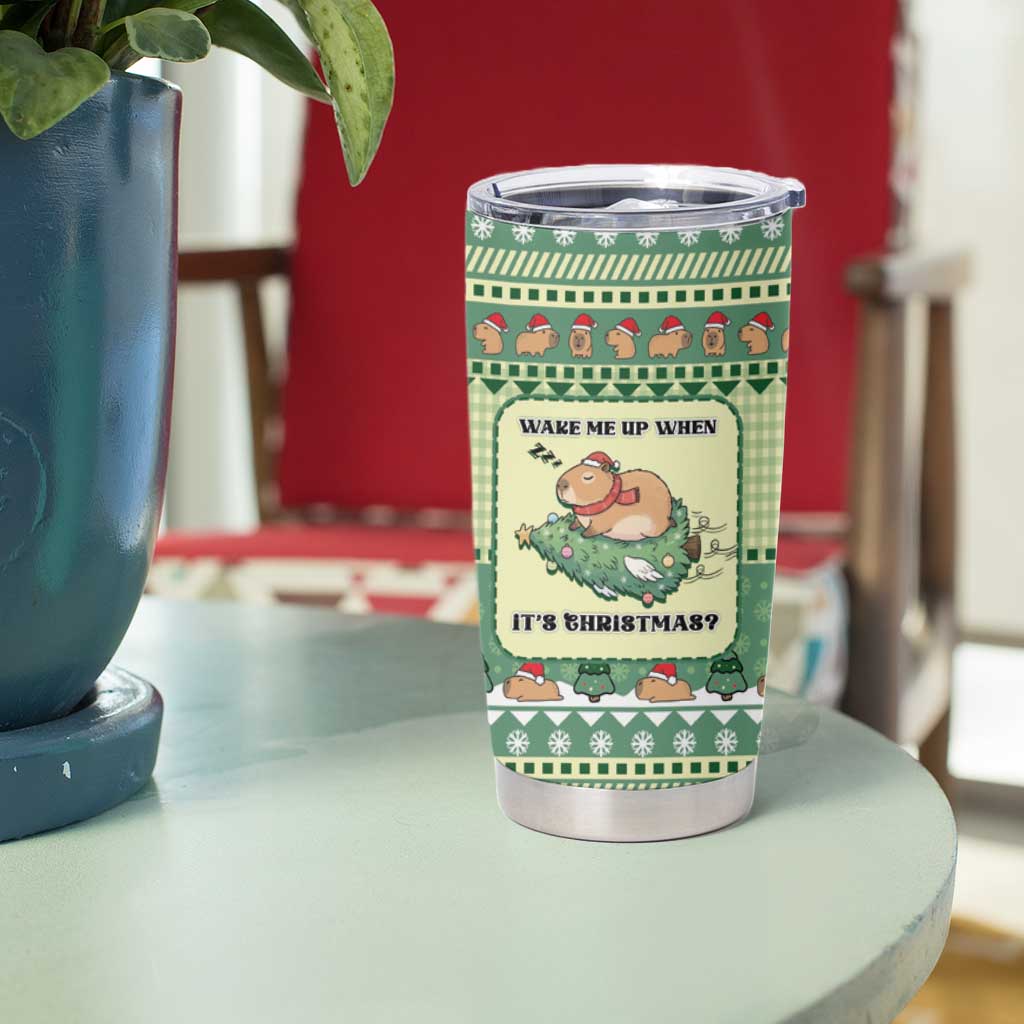 Capybara Christmas Tumbler Cup Wake Me Up When It's Christmas - Wonder Print Shop