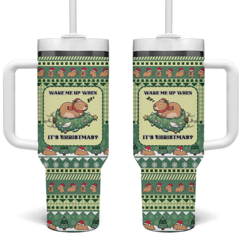 Capybara Christmas Tumbler With Handle Wake Me Up When It's Christmas - Wonder Print Shop
