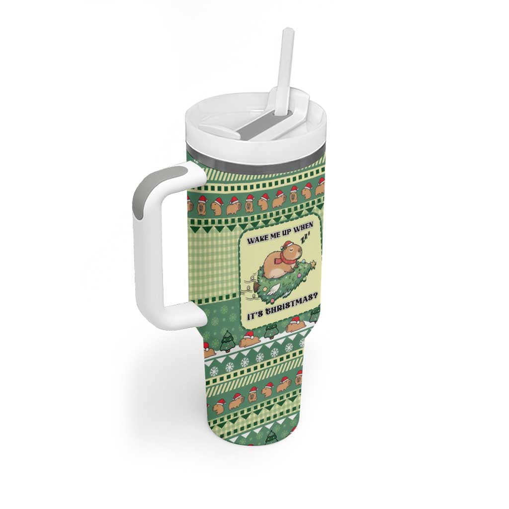 Capybara Christmas Tumbler With Handle Wake Me Up When It's Christmas - Wonder Print Shop