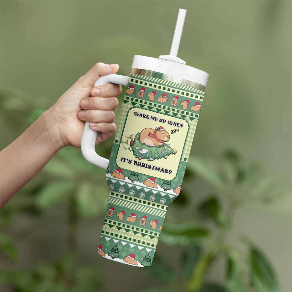 Capybara Christmas Tumbler With Handle Wake Me Up When It's Christmas - Wonder Print Shop