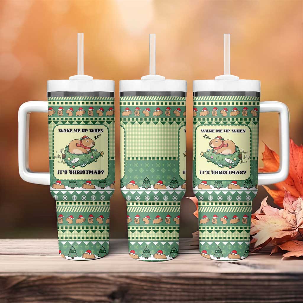 Capybara Christmas Tumbler With Handle Wake Me Up When It's Christmas - Wonder Print Shop