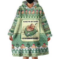 Capybara Christmas Wearable Blanket Hoodie Wake Me Up When It's Christmas - Wonder Print Shop