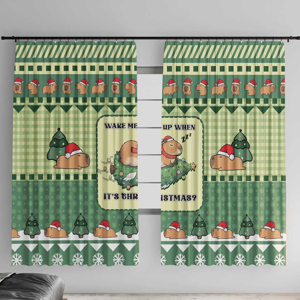 Capybara Christmas Window Curtain Wake Me Up When It's Christmas - Wonder Print Shop