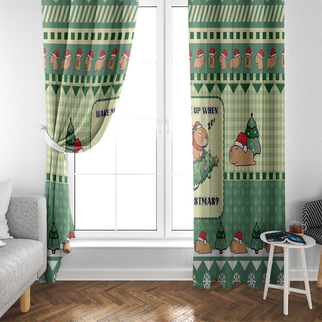Capybara Christmas Window Curtain Wake Me Up When It's Christmas - Wonder Print Shop