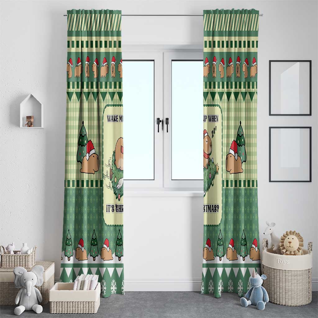 Capybara Christmas Window Curtain Wake Me Up When It's Christmas - Wonder Print Shop