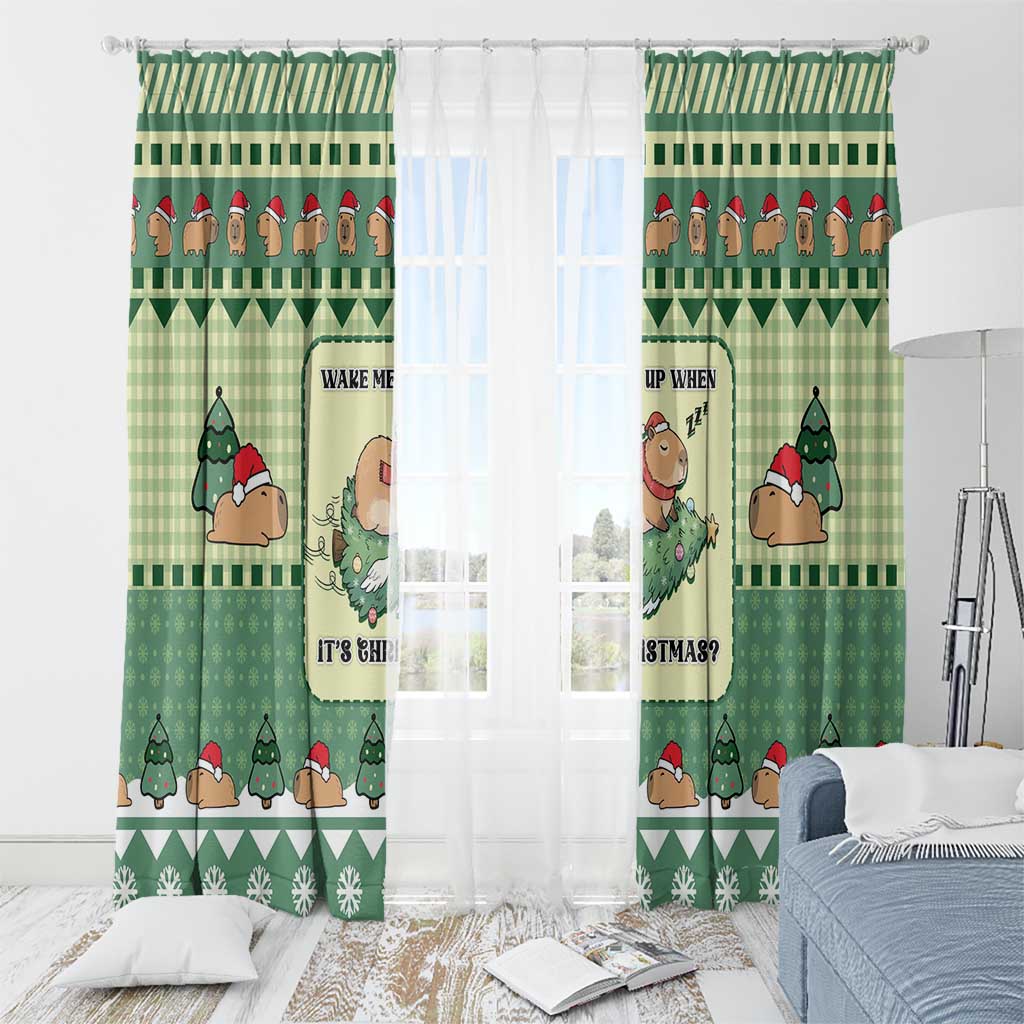 Capybara Christmas Window Curtain Wake Me Up When It's Christmas - Wonder Print Shop