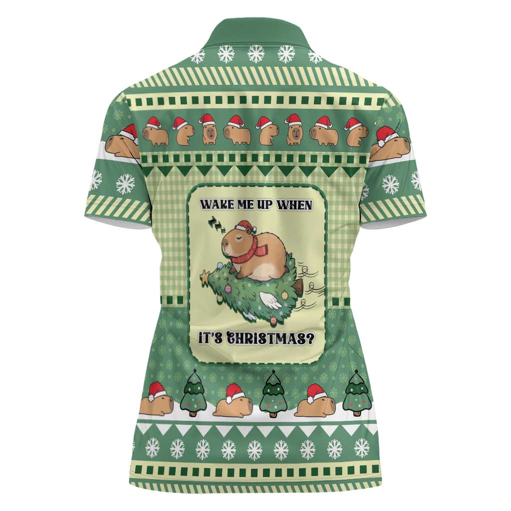 Capybara Christmas Women Polo Shirt Wake Me Up When It's Christmas - Wonder Print Shop