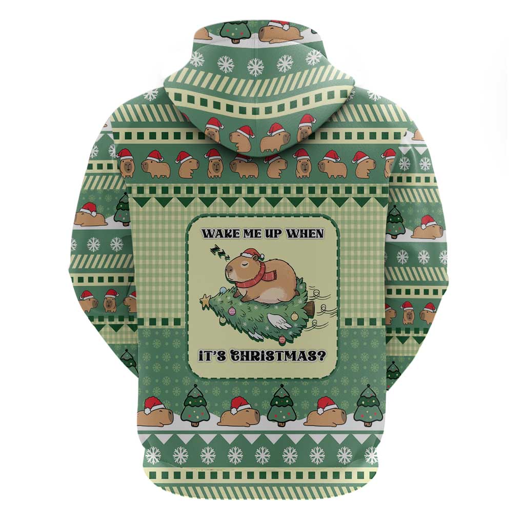 Capybara Christmas Zip Hoodie Wake Me Up When It's Christmas - Wonder Print Shop