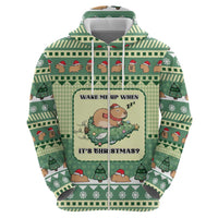 Capybara Christmas Zip Hoodie Wake Me Up When It's Christmas - Wonder Print Shop