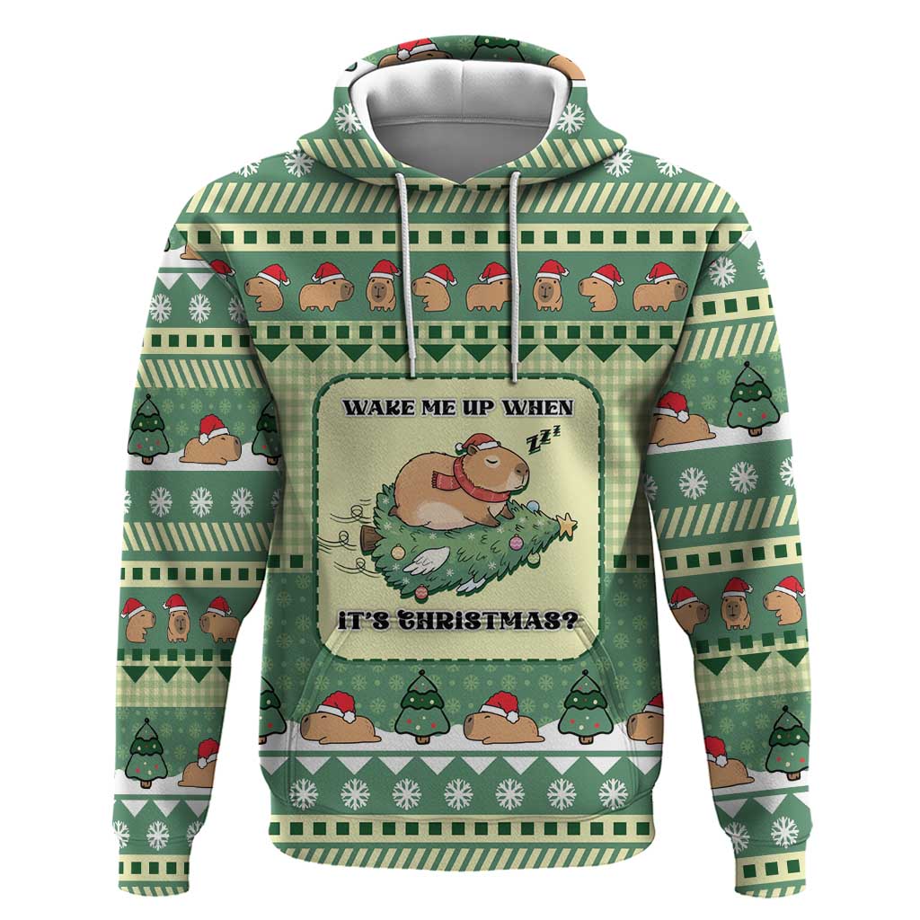 Capybara Christmas Zip Hoodie Wake Me Up When It's Christmas - Wonder Print Shop