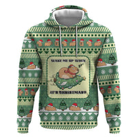 Capybara Christmas Zip Hoodie Wake Me Up When It's Christmas - Wonder Print Shop