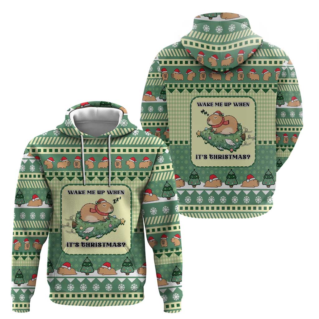 Capybara Christmas Zip Hoodie Wake Me Up When It's Christmas - Wonder Print Shop