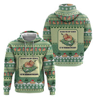 Capybara Christmas Zip Hoodie Wake Me Up When It's Christmas - Wonder Print Shop