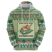Capybara Christmas Zip Hoodie Wake Me Up When It's Christmas - Wonder Print Shop