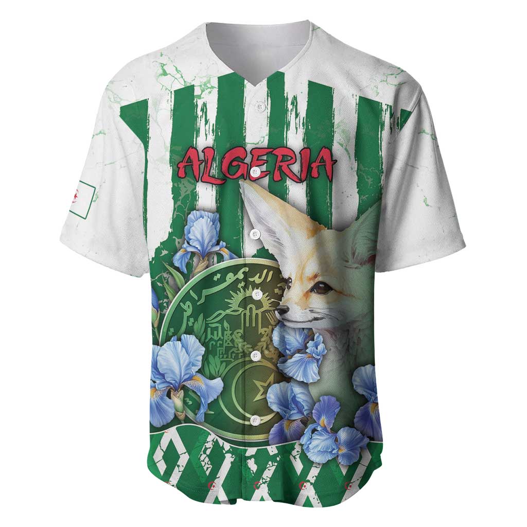 Personalized Algeria Baseball Jersey Fennec And Iris Grunge Style - Wonder Print Shop