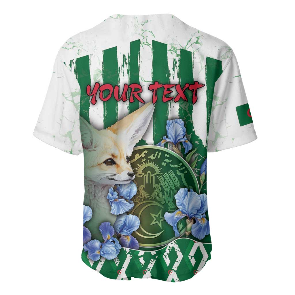 Personalized Algeria Baseball Jersey Fennec And Iris Grunge Style - Wonder Print Shop