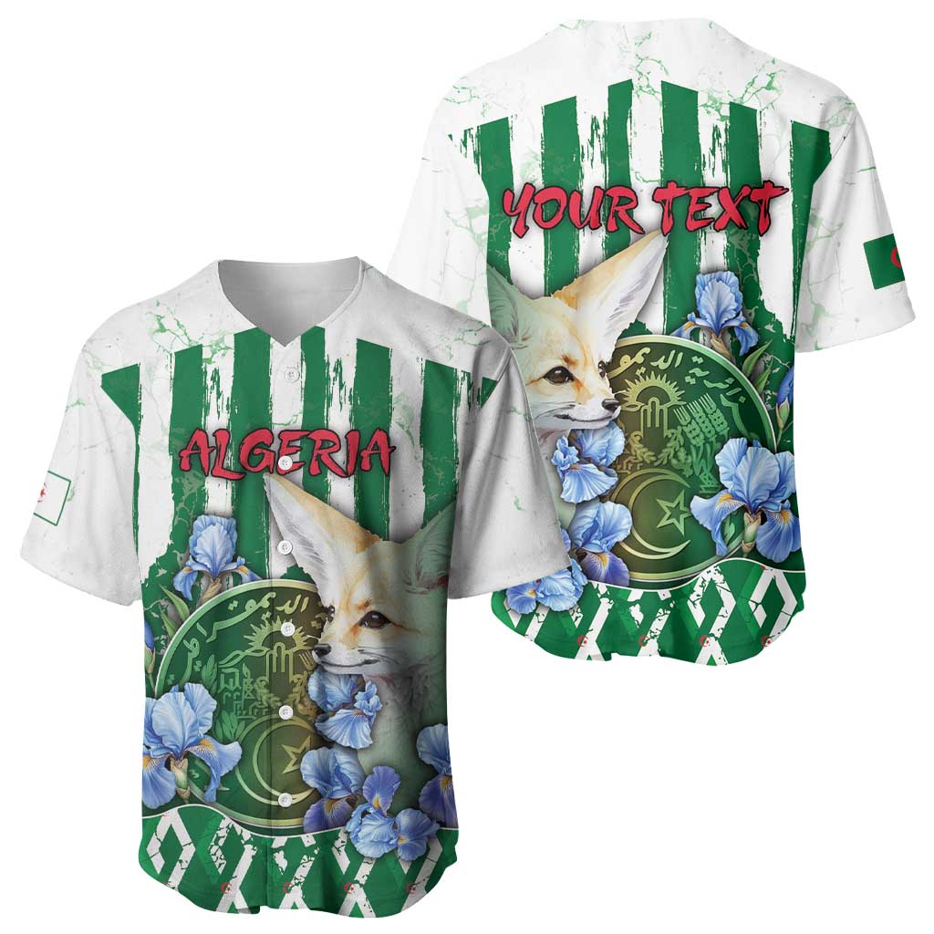 Personalized Algeria Baseball Jersey Fennec And Iris Grunge Style - Wonder Print Shop