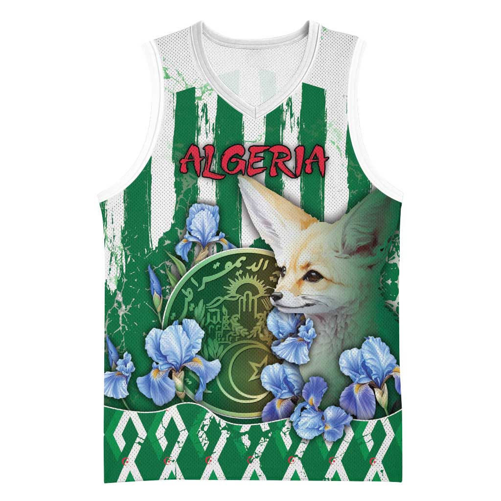 Personalized Algeria Basketball Jersey Fennec And Iris Grunge Style - Wonder Print Shop