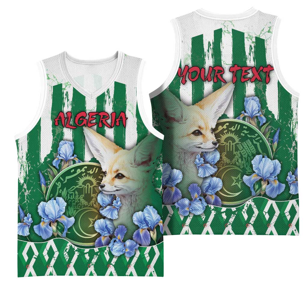 Personalized Algeria Basketball Jersey Fennec And Iris Grunge Style - Wonder Print Shop