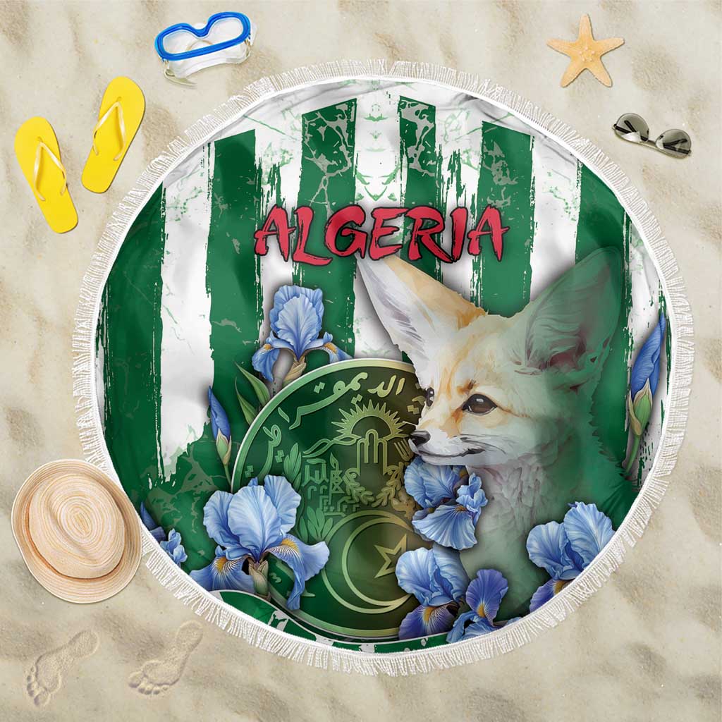 Algeria Beach Blanket Fennec And Iris Grunge Style - Wonder Print Shop