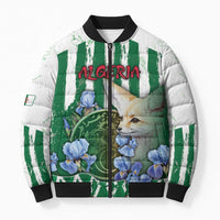 Personalized Algeria Bomber Puffer Jacket Fennec And Iris Grunge Style - Wonder Print Shop