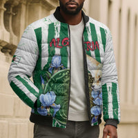 Personalized Algeria Bomber Puffer Jacket Fennec And Iris Grunge Style - Wonder Print Shop