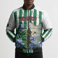 Personalized Algeria Bomber Puffer Jacket Fennec And Iris Grunge Style - Wonder Print Shop
