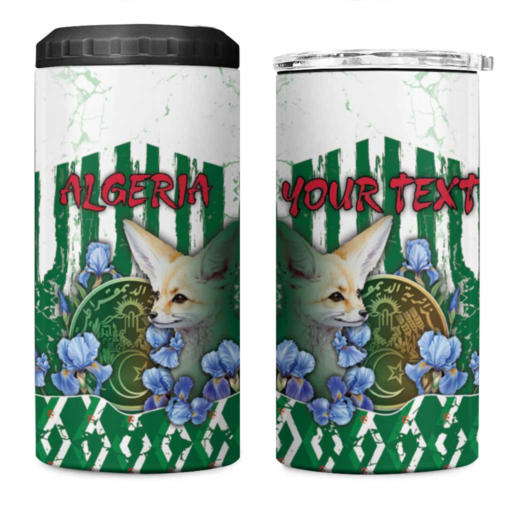Personalized Algeria 4 in 1 Can Cooler Tumbler Fennec And Iris Grunge Style - Wonder Print Shop