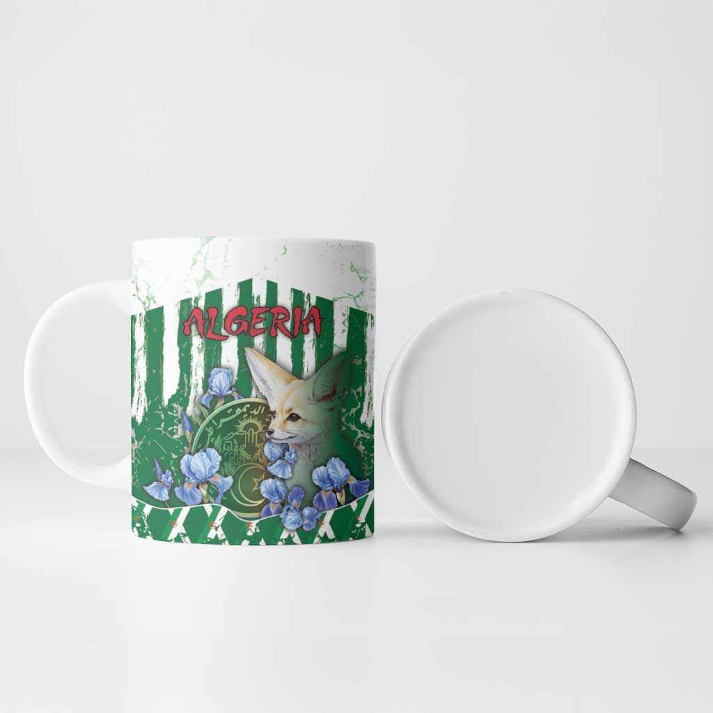 Personalized Algeria Ceramic Mug Fennec And Iris Grunge Style - Wonder Print Shop
