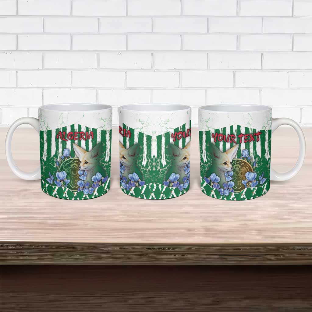 Personalized Algeria Ceramic Mug Fennec And Iris Grunge Style - Wonder Print Shop