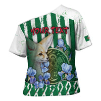 Personalized Algeria Cross Shoulder Shirt Fennec And Iris Grunge Style - Wonder Print Shop
