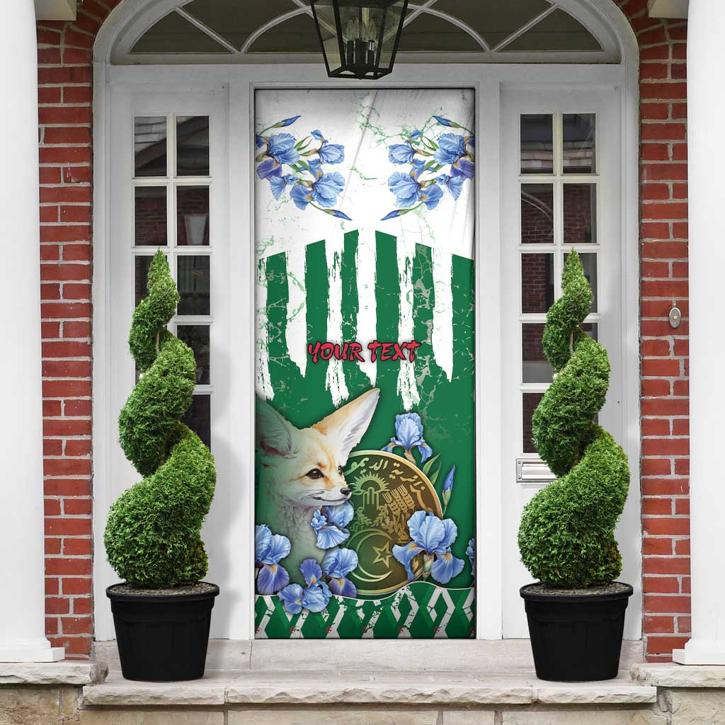 Personalized Algeria Door Cover Fennec And Iris Grunge Style - Wonder Print Shop