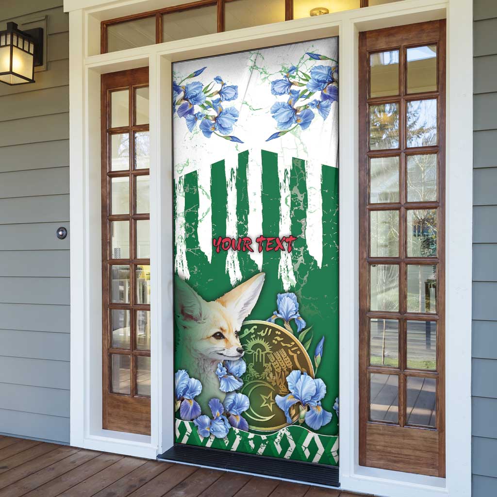 Personalized Algeria Door Cover Fennec And Iris Grunge Style - Wonder Print Shop