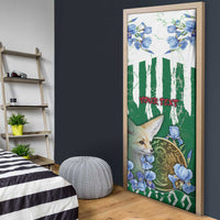Personalized Algeria Door Cover Fennec And Iris Grunge Style - Wonder Print Shop
