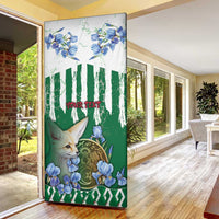 Personalized Algeria Door Cover Fennec And Iris Grunge Style - Wonder Print Shop
