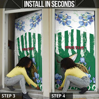 Personalized Algeria Door Cover Fennec And Iris Grunge Style - Wonder Print Shop