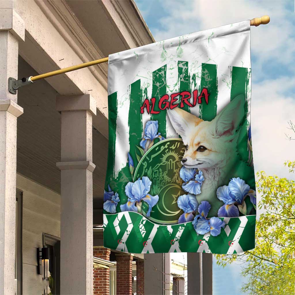 Algeria Garden Flag Fennec And Iris Grunge Style - Wonder Print Shop