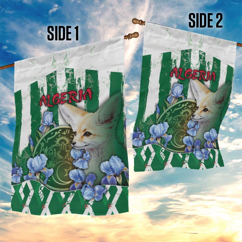 Algeria Garden Flag Fennec And Iris Grunge Style - Wonder Print Shop